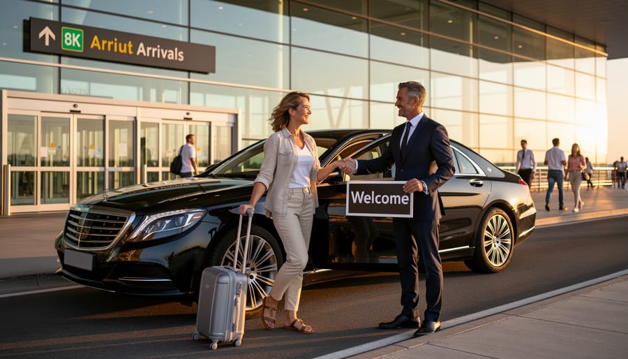 Relaxed traveler in comfortable private car service at Orlando airport