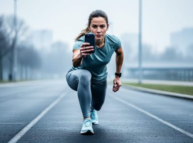 Athlete in activewear performing a controlled lunge on an uneven outdoor track in a park setting, illustrating resilience and adaptable training.