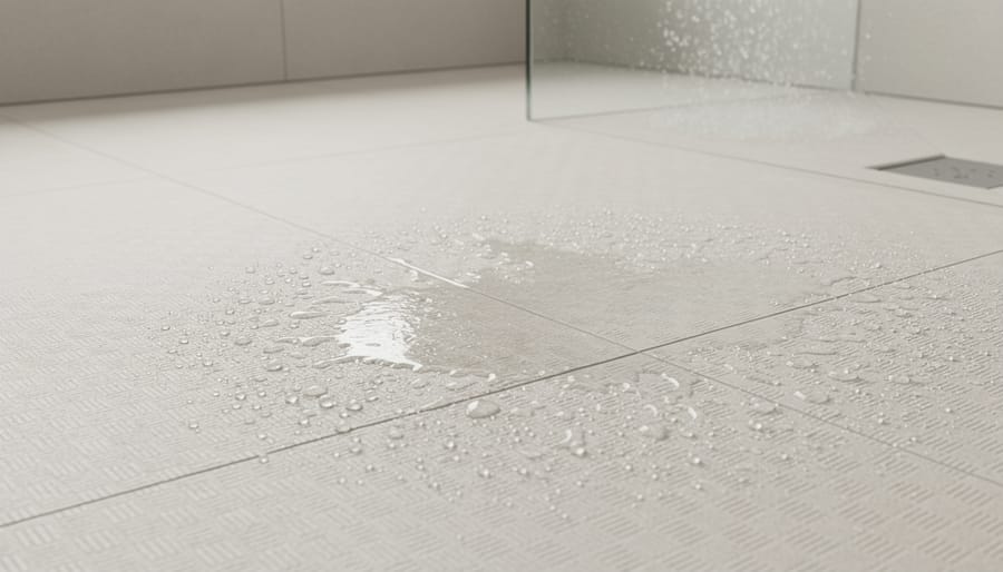 Non-slip textured bathroom floor near a shower area